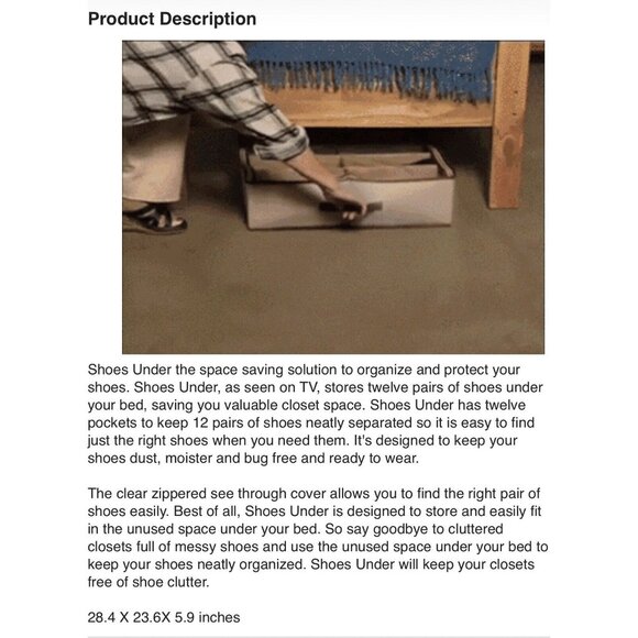 Shoe Organizer Space Saving Slides Under Bed Holds 12 Pairs Shoes or Other Items - Picture 6 of 6